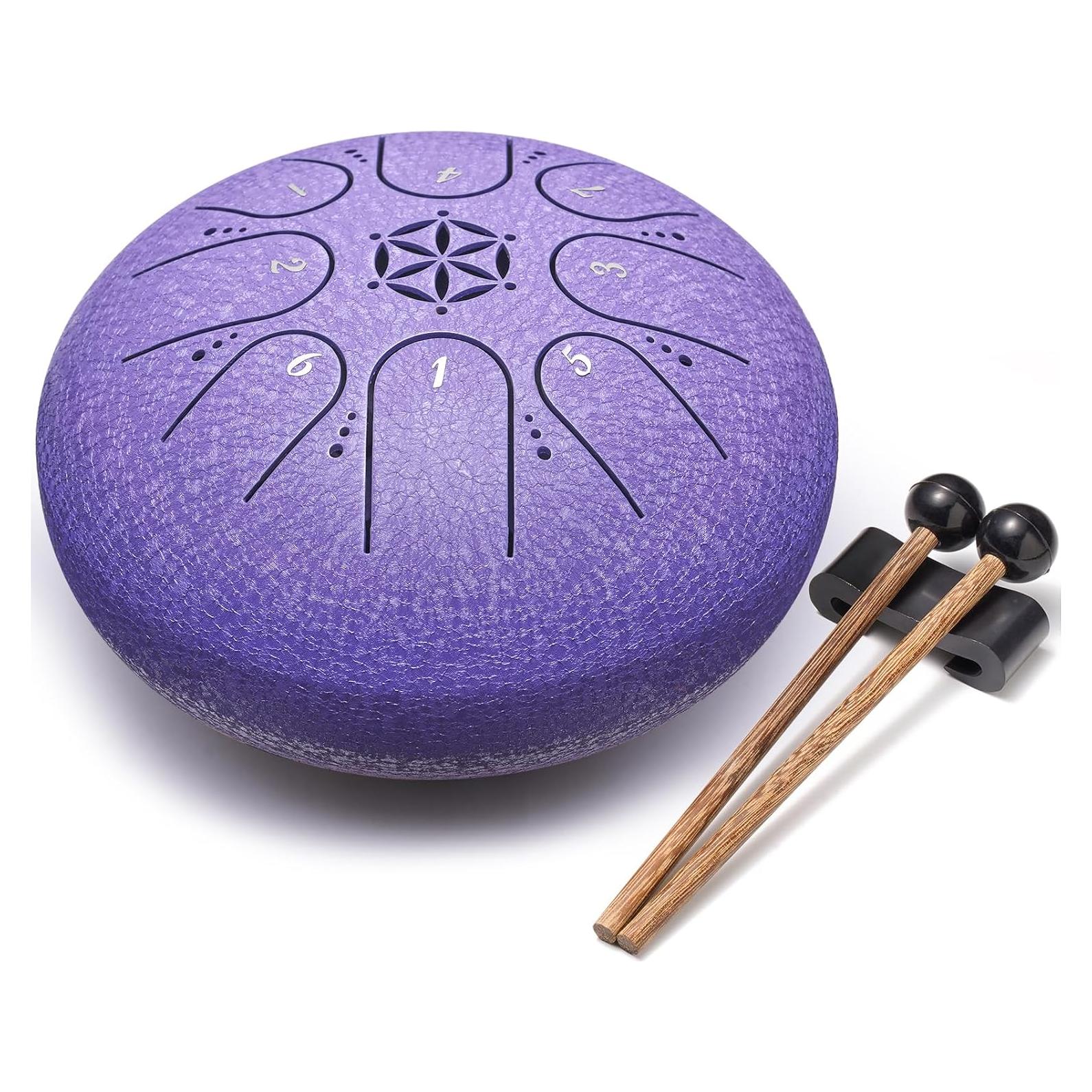 Tambor de Lengua de Acero PUJONI 15 cm 8 Notas Lavanda