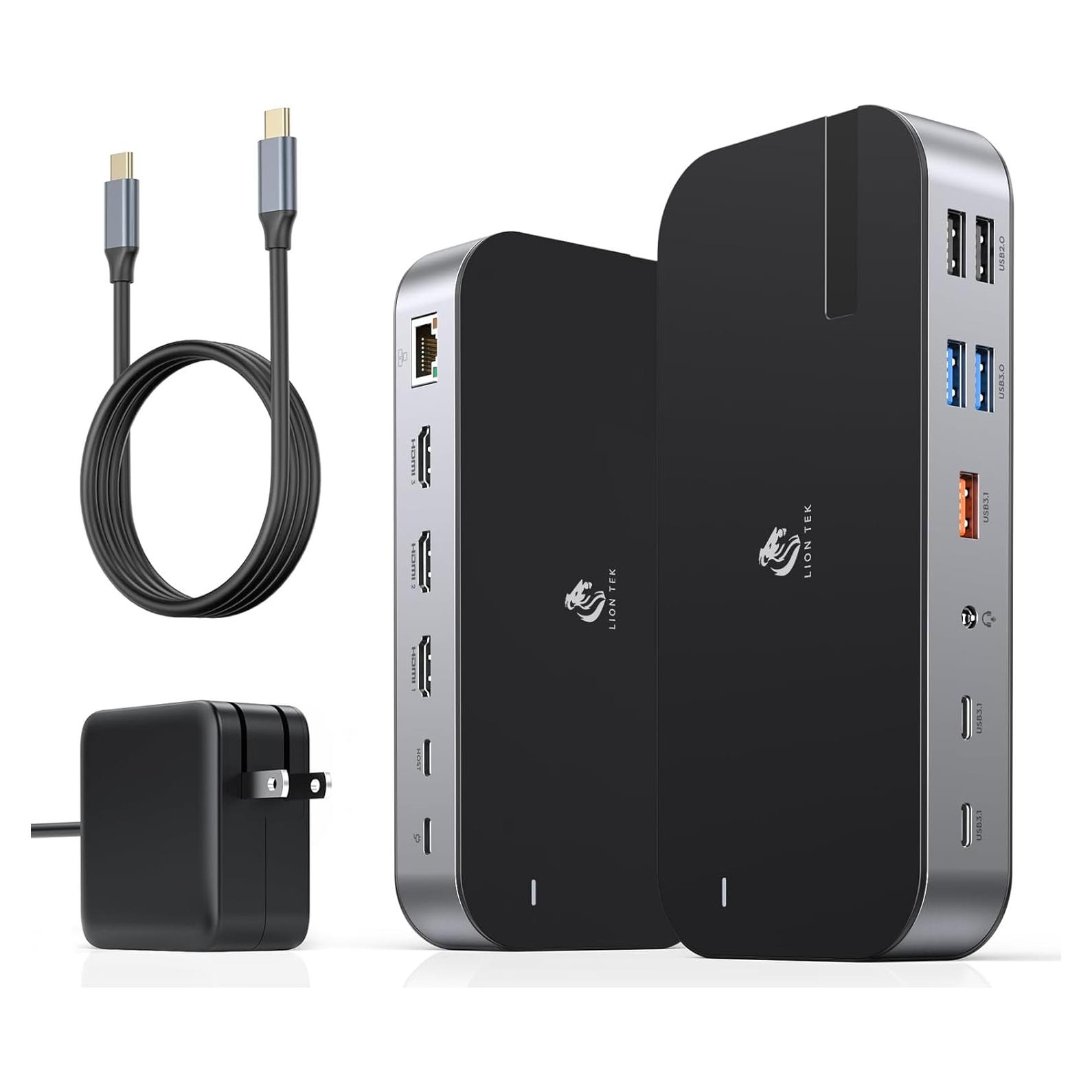 Estación de Acoplamiento USB C 16 en 1 LIONWEI con 3 HDMI 4K
