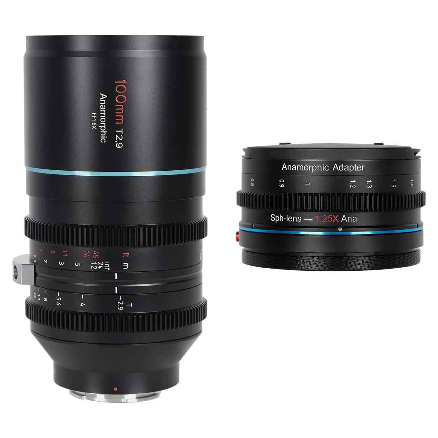 Lente Anamórfica SIRUI 100mm T2.9 1.6x con Adaptador 1.25x