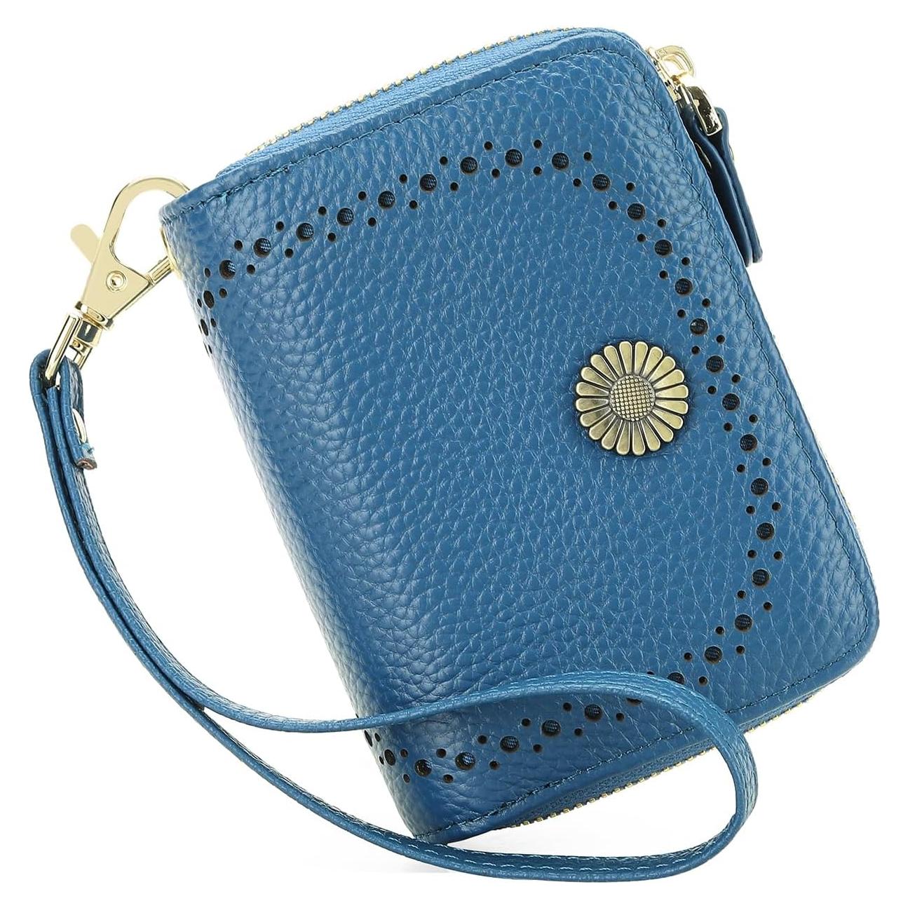 Cartera Portatarjetas RFID GOIACII de Cuero para Mujeres Azul