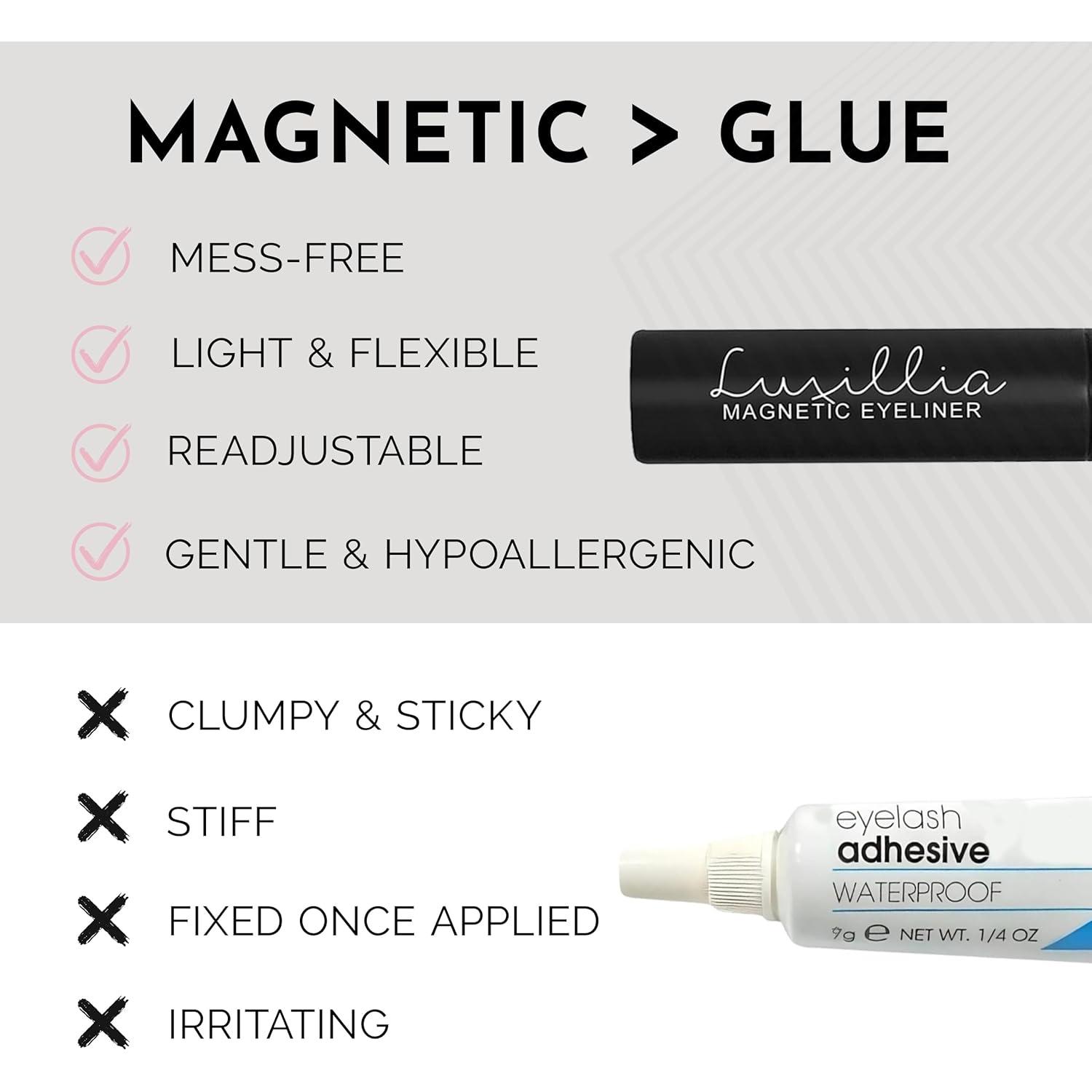 Juego de Pestañas Magnéticas Luxillia 16 Piezas con Delineador