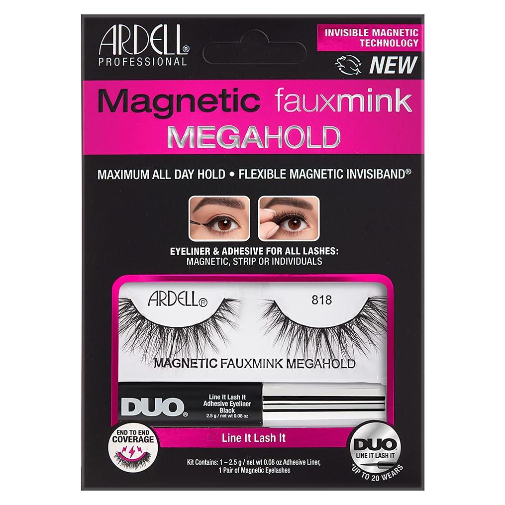 Pestañas Magnéticas Ardell Fauxmink 818 con Delineador MegaHold