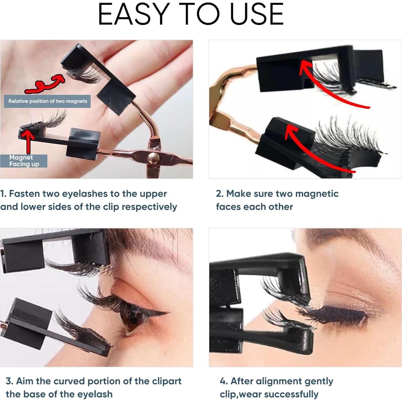 Pestañas Magnéticas Reutilizables Genérico - 4 Pares a Prueba de Agua