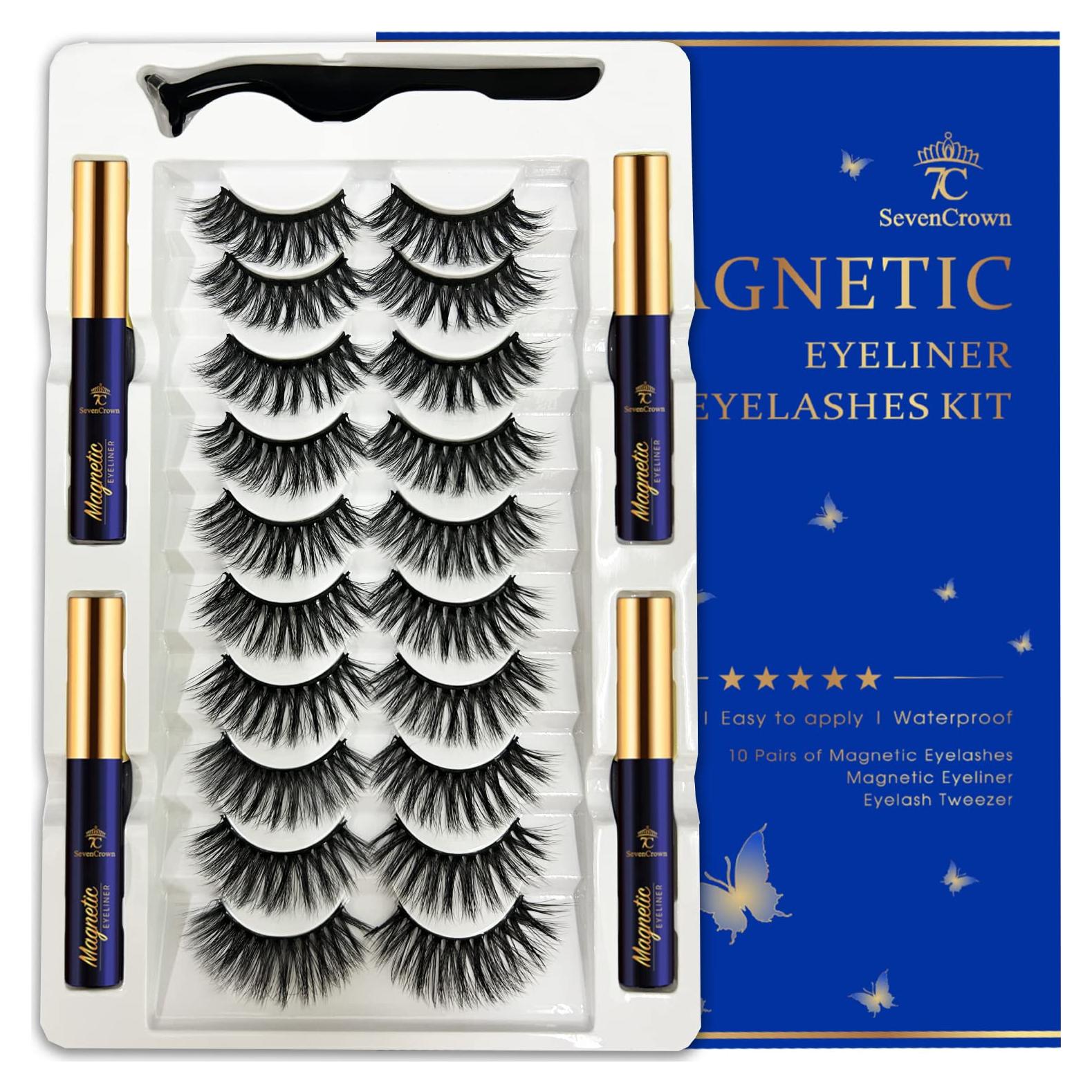 Kit de Pestañas Magnéticas 3D 7C SevenCrown - 10 Pares Reutilizables