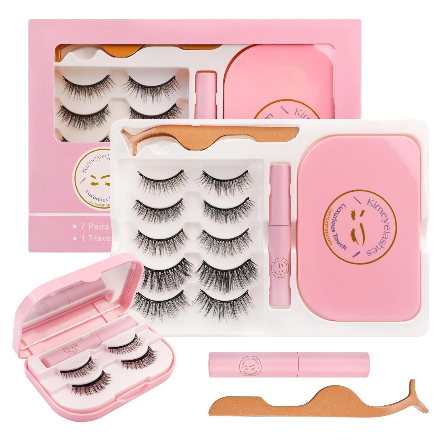 Kit de Pestañas Magnéticas Kimeyelashes con Delineador 7 Pares