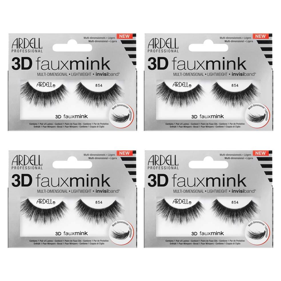 Pestañas Postizas Ardell 3D Piel Sintética 854 - 4 Pares Ultra-Esponjosas