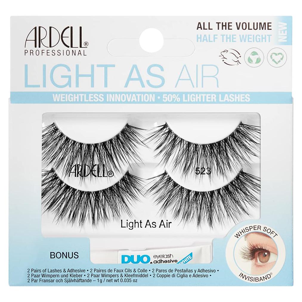 Pestañas Ardell Light As Air 523 - 2 Pares + 1g Adhesivo DUO