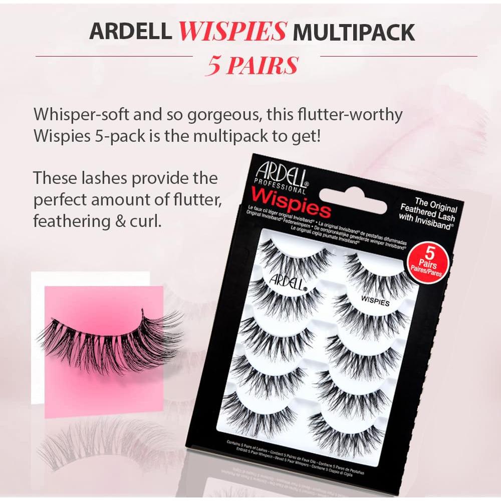 Pestañas Postizas Ardell Wispies Negras - 10 Pares Reutilizables