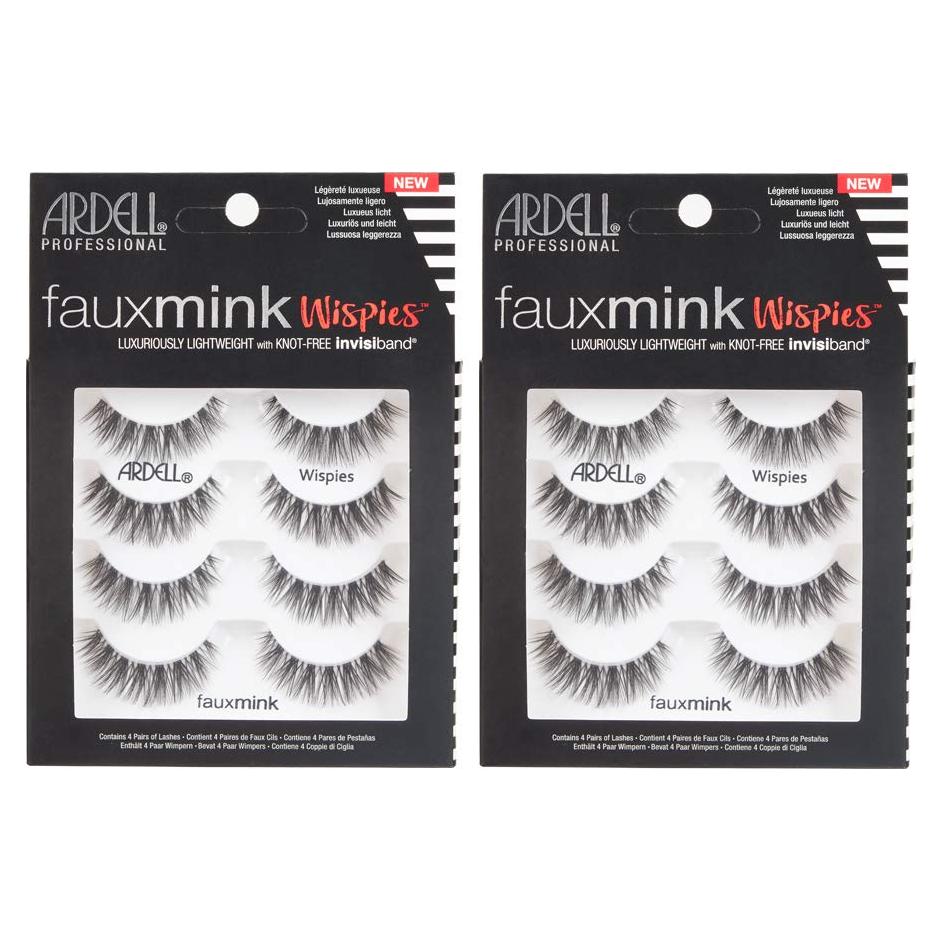 Pestañas Postizas Ardell Faux Mink Wispies - 2 Paquetes x 4 Pares