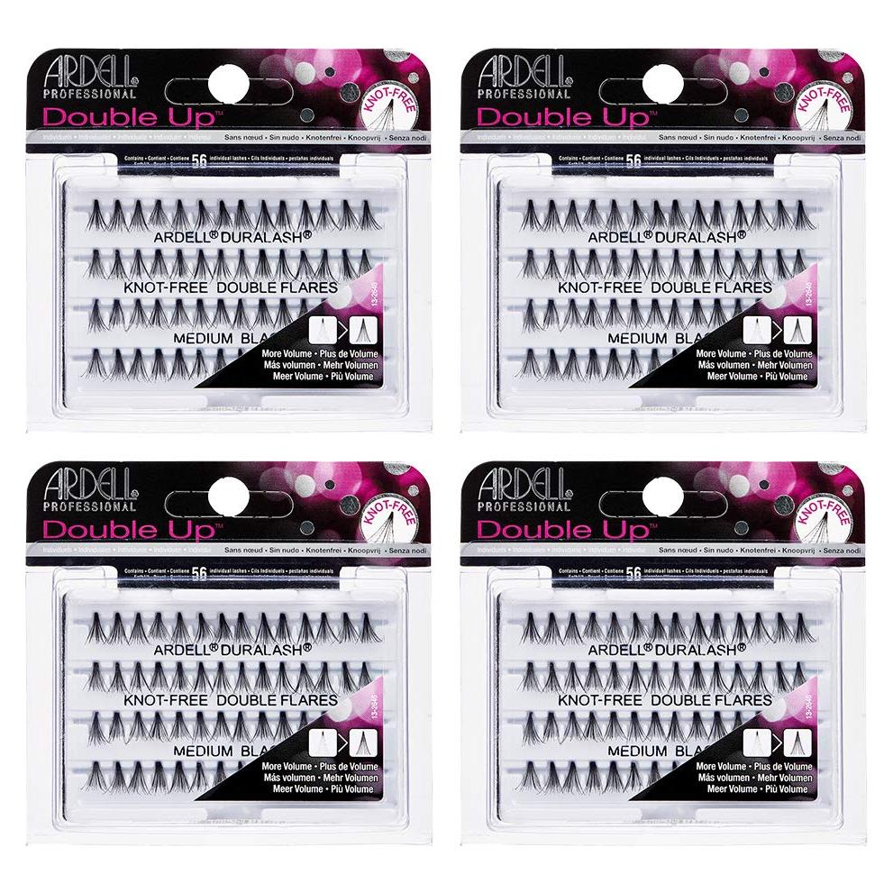 Pestañas Individuales Ardell Doble Negro Medio - Paquete de 4