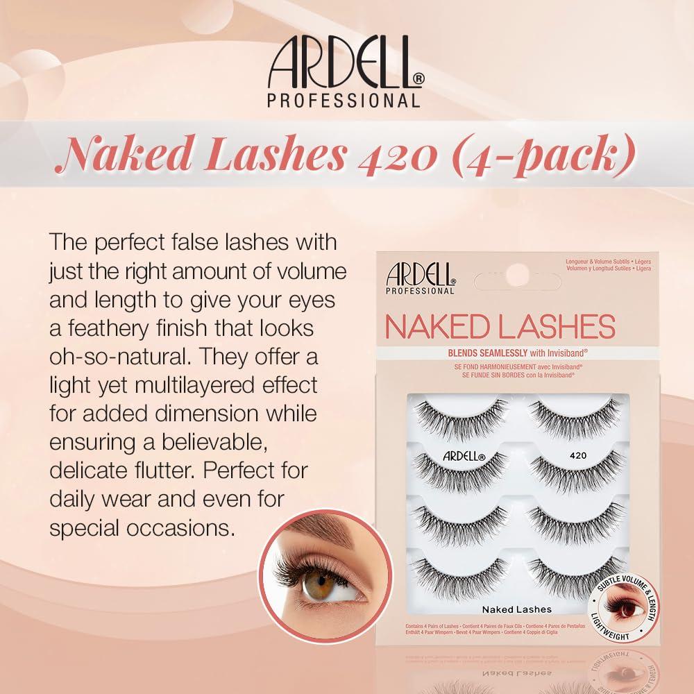 Pestañas Postizas Ardell Naked 420 - 4 Pares, Invisiband
