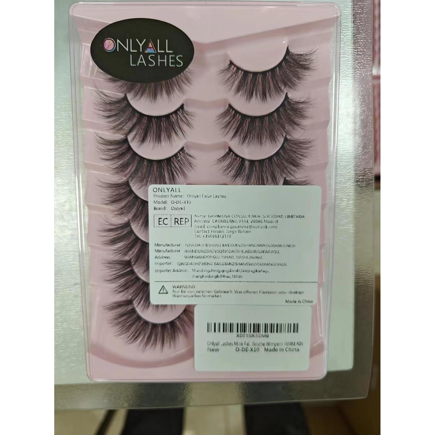 Pestañas Postizas Onlyall A04 Visón Sintético 16MM Naturales