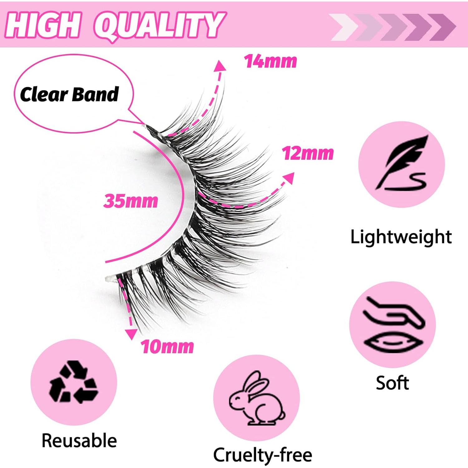 Pestañas Postizas Wispy Veleasha 5 Pares Banda Transparente