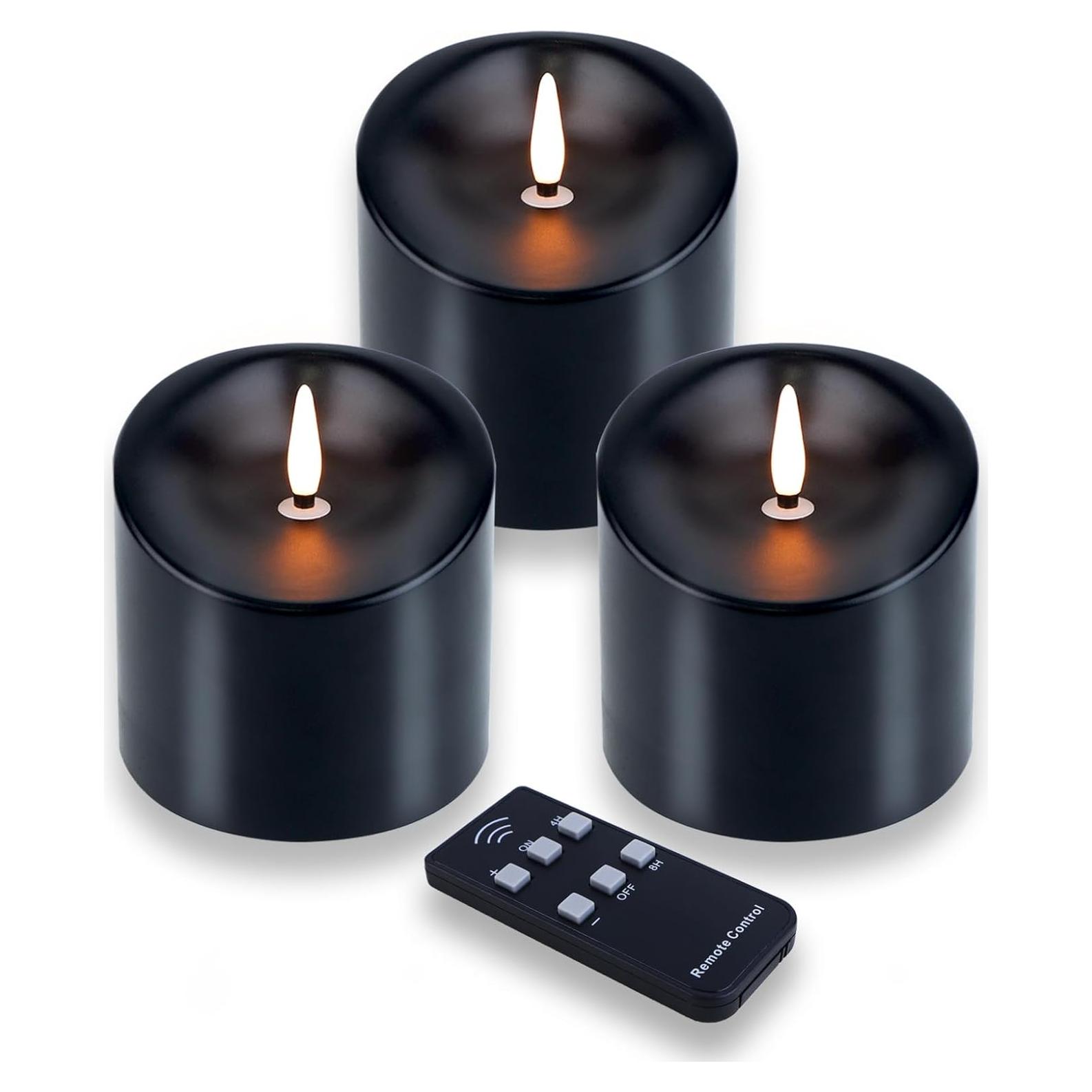 Velas LED Sin Llama TECHLONG Negras 3x3 cm con Control Remoto
