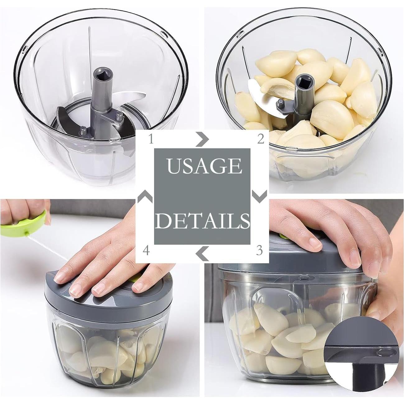 Procesador de Alimentos Manual 3JINSERDON 600ml Picador de Verduras