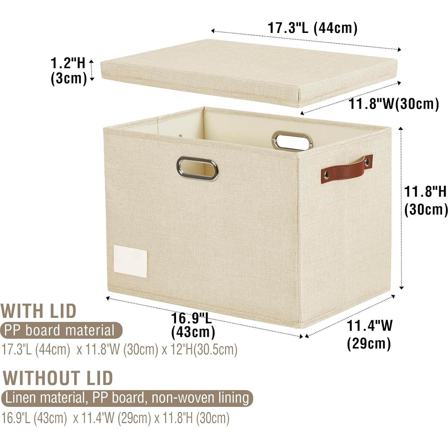Cajas de Almacenamiento Plegables Roobyl 44x30x30 cm Beige - 3 Unidades
