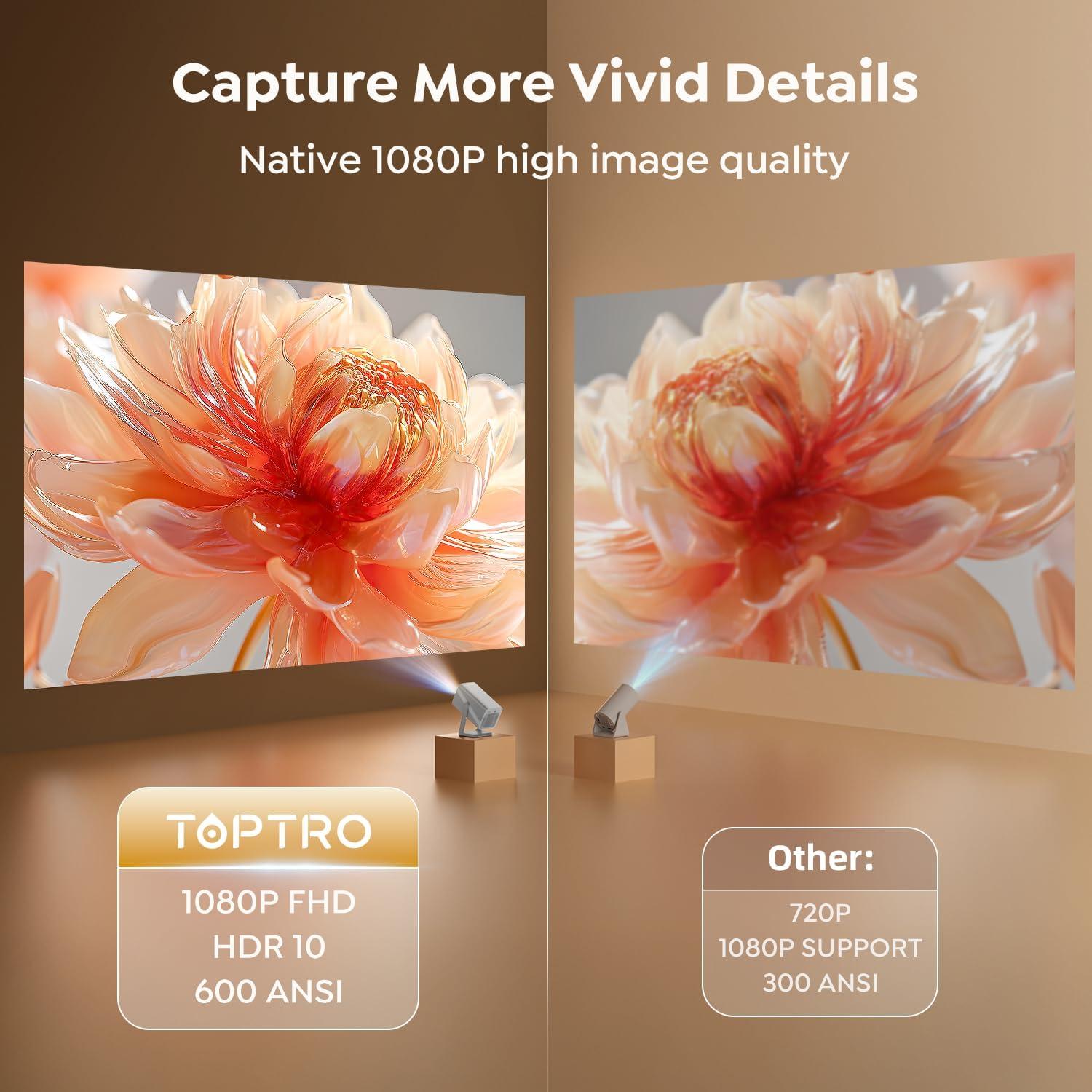 Proyector Inteligente 4K TOPTRO TP1 con WiFi 6 y Bluetooth 5.2