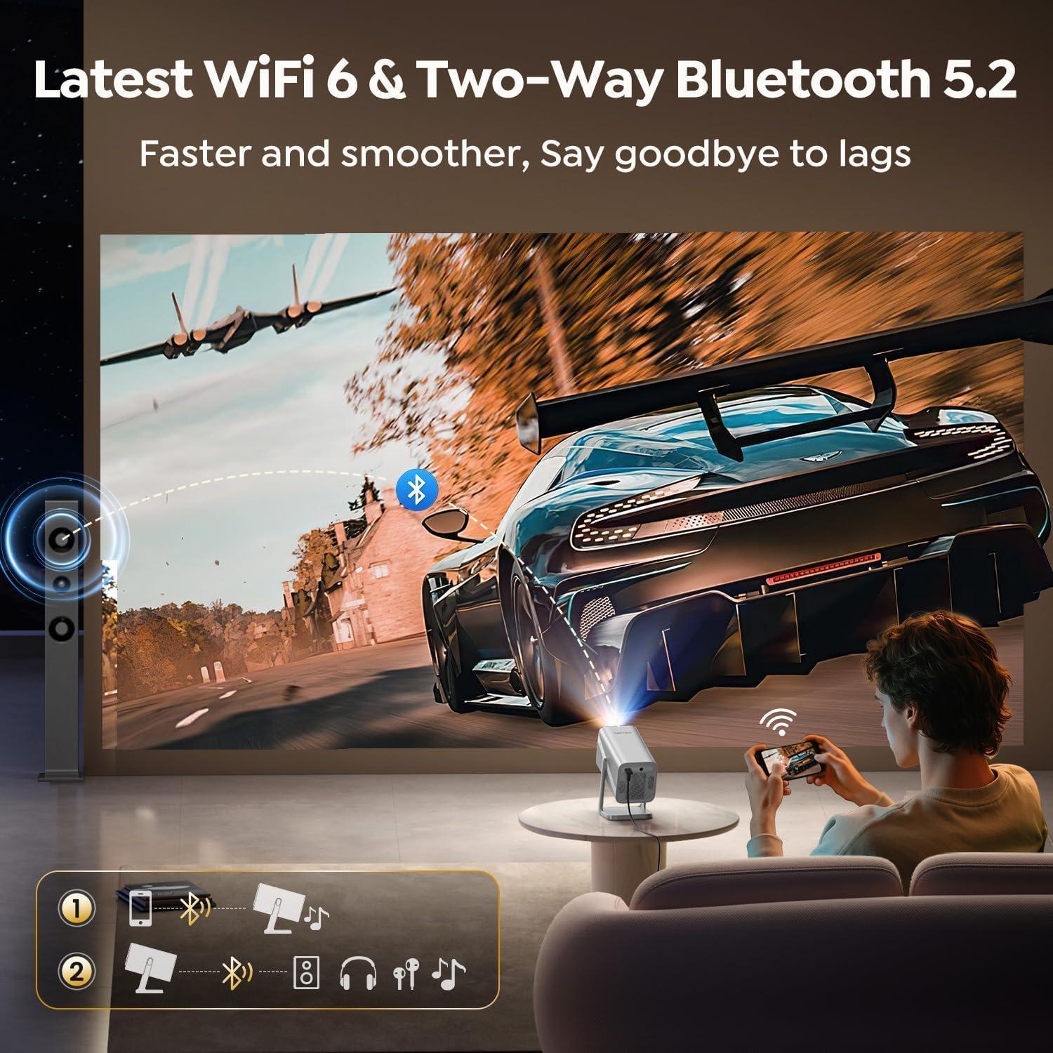 Proyector Inteligente 4K TOPTRO TP1 con WiFi 6 y Bluetooth 5.2
