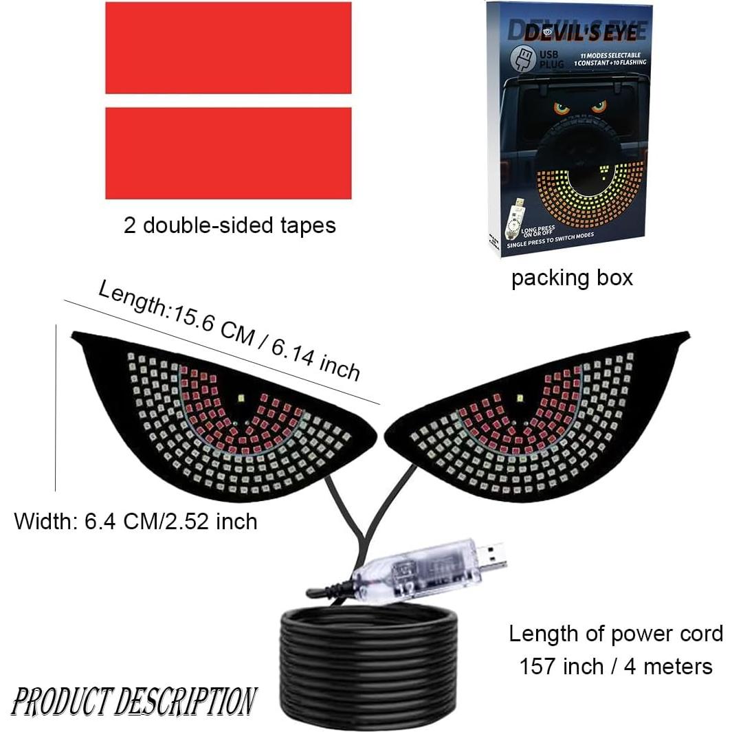 Luces LED Ojos de Diablo Lcxecnw para Coche USB 11 Modos