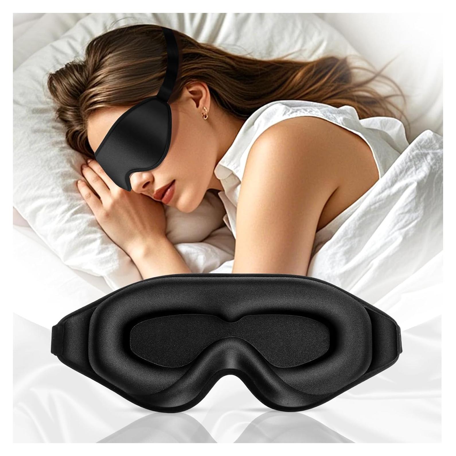 Máscara de Ojos para Dormir 3D RIVANO Ajustable Negro