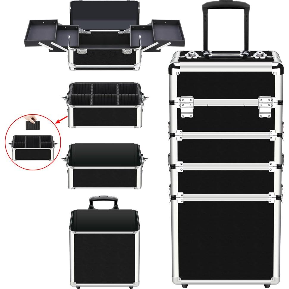 Estuche de Maquillaje OUDMAY 4 en 1 Profesional Negro