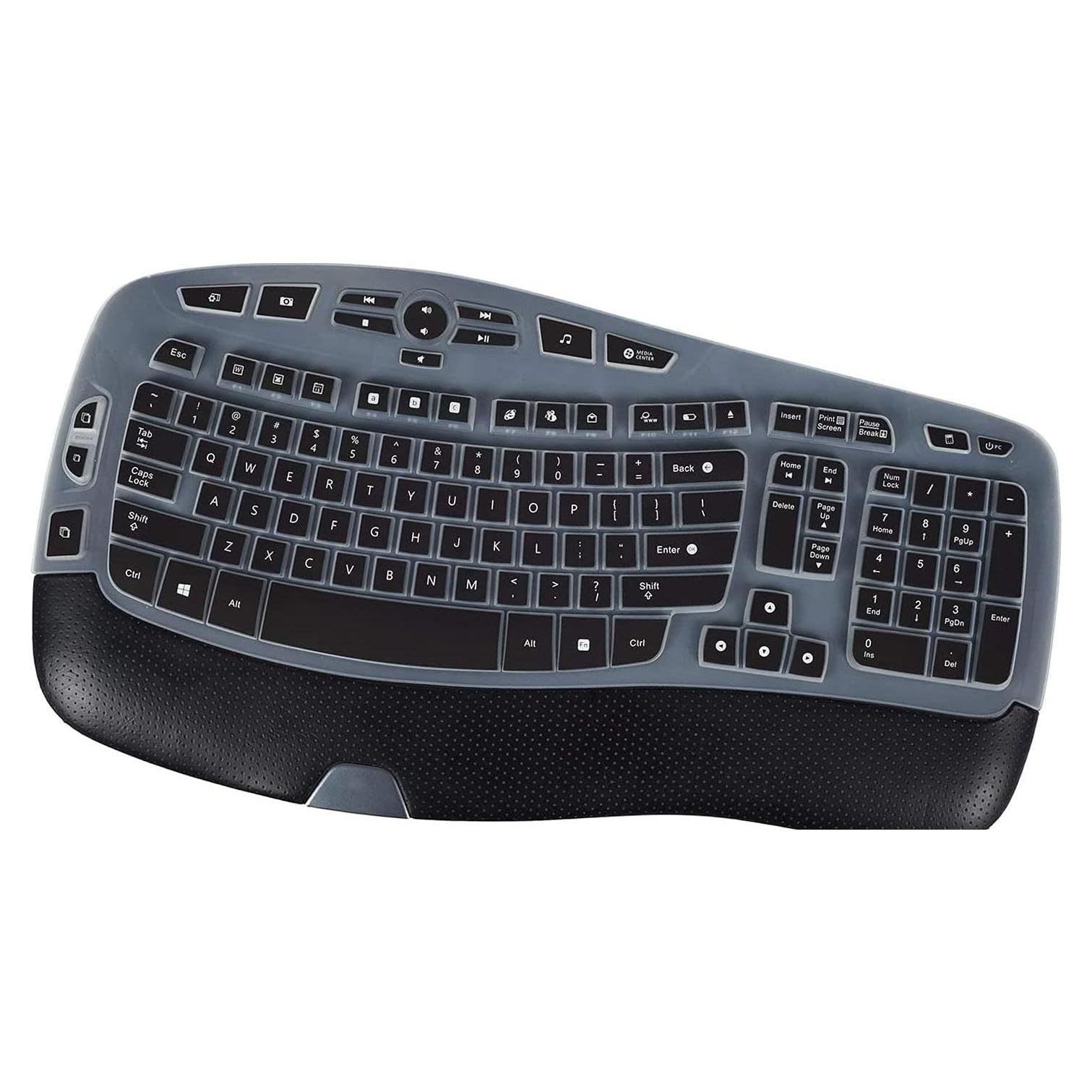 Cubierta de Teclado Inalámbrico Logitech K350 MK550 MK570 - Silicona Negra
