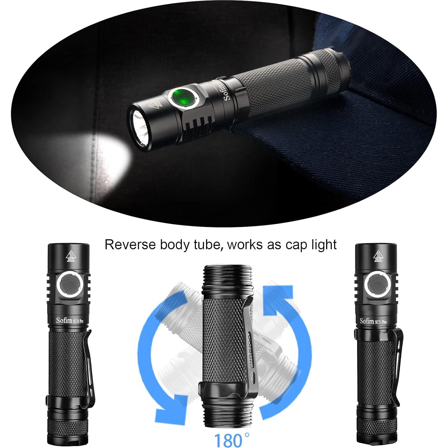 Linterna Recargable Sofirn SC31 Pro 2000 Lúmenes EDC Negra