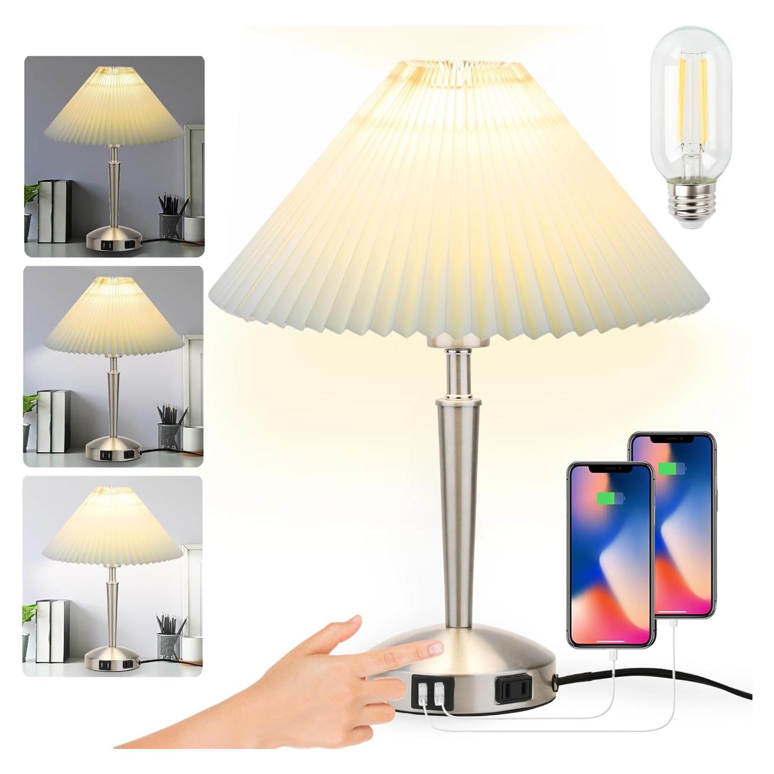 Lámpara de Mesa Táctil LALISU Plata 40.6cm Regulable 3 Niveles