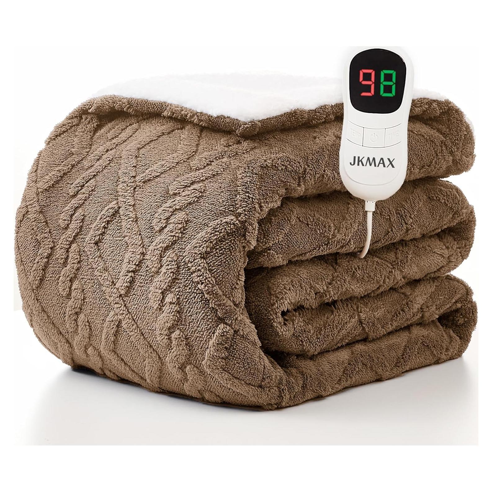 Manta Eléctrica Calentada JKMAX Individual 220gsm Beige 10 Niveles