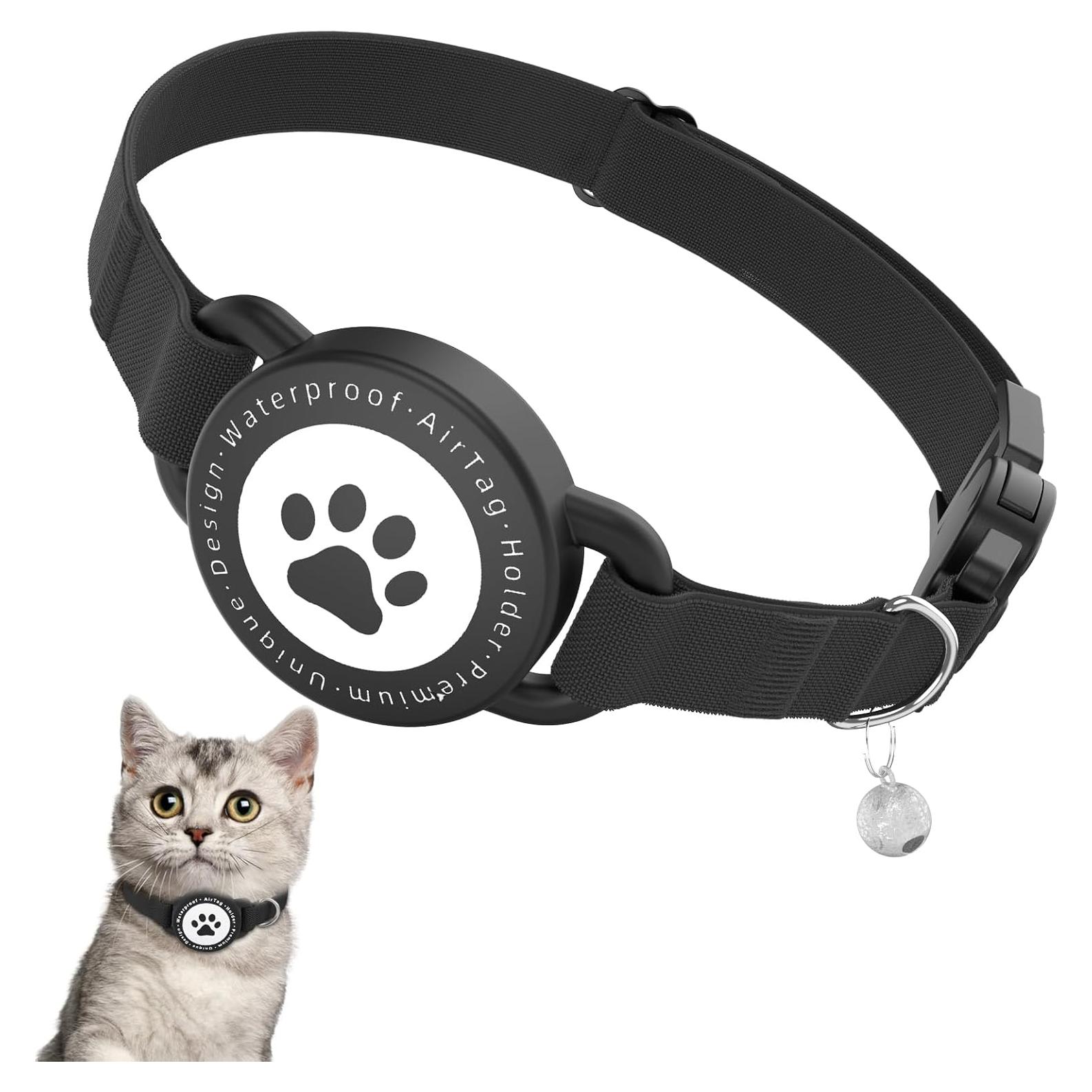 Collar para Gato Odokele con Soporte para AirTag Negro 20-31.75 cm