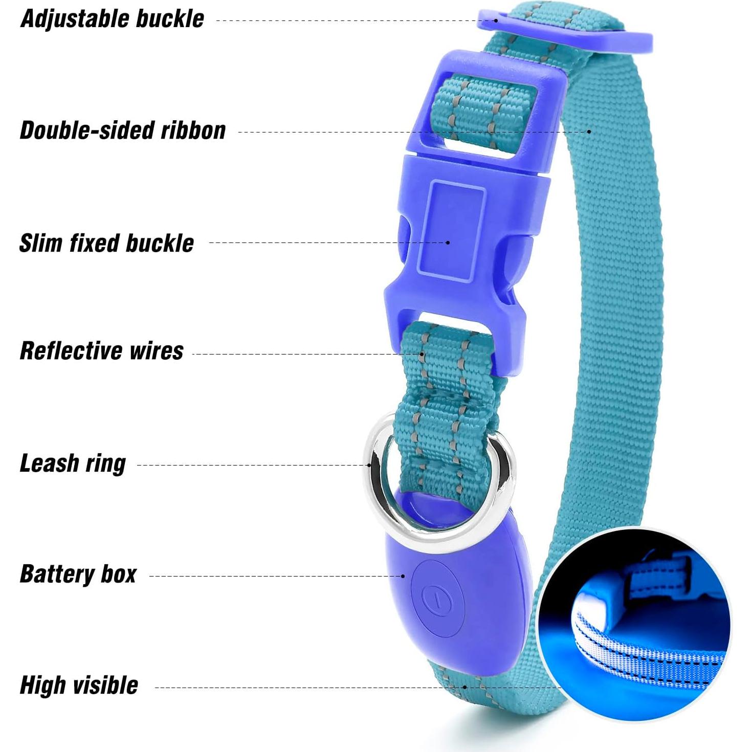 Collar LED Recargable para Perros Pequeños Visinite Azul