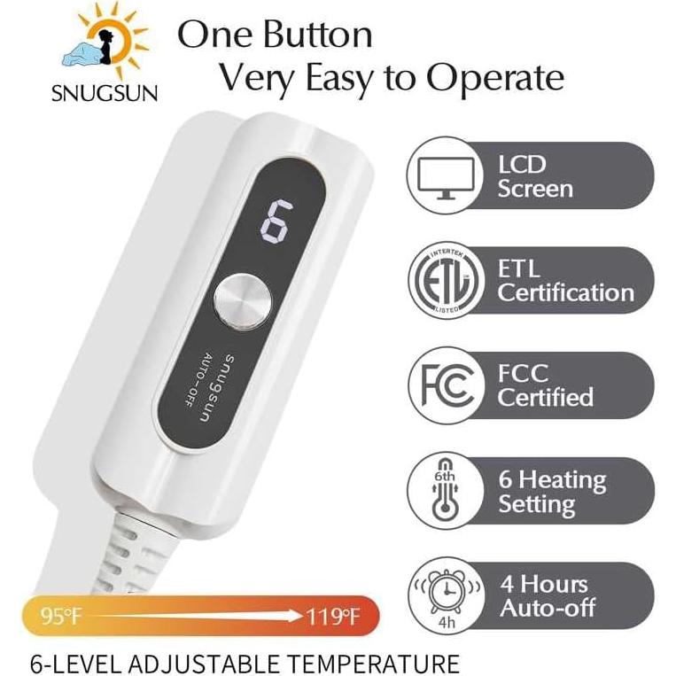 Manta Térmica Eléctrica SNUGSUN 50x60 cm Gris Ártico