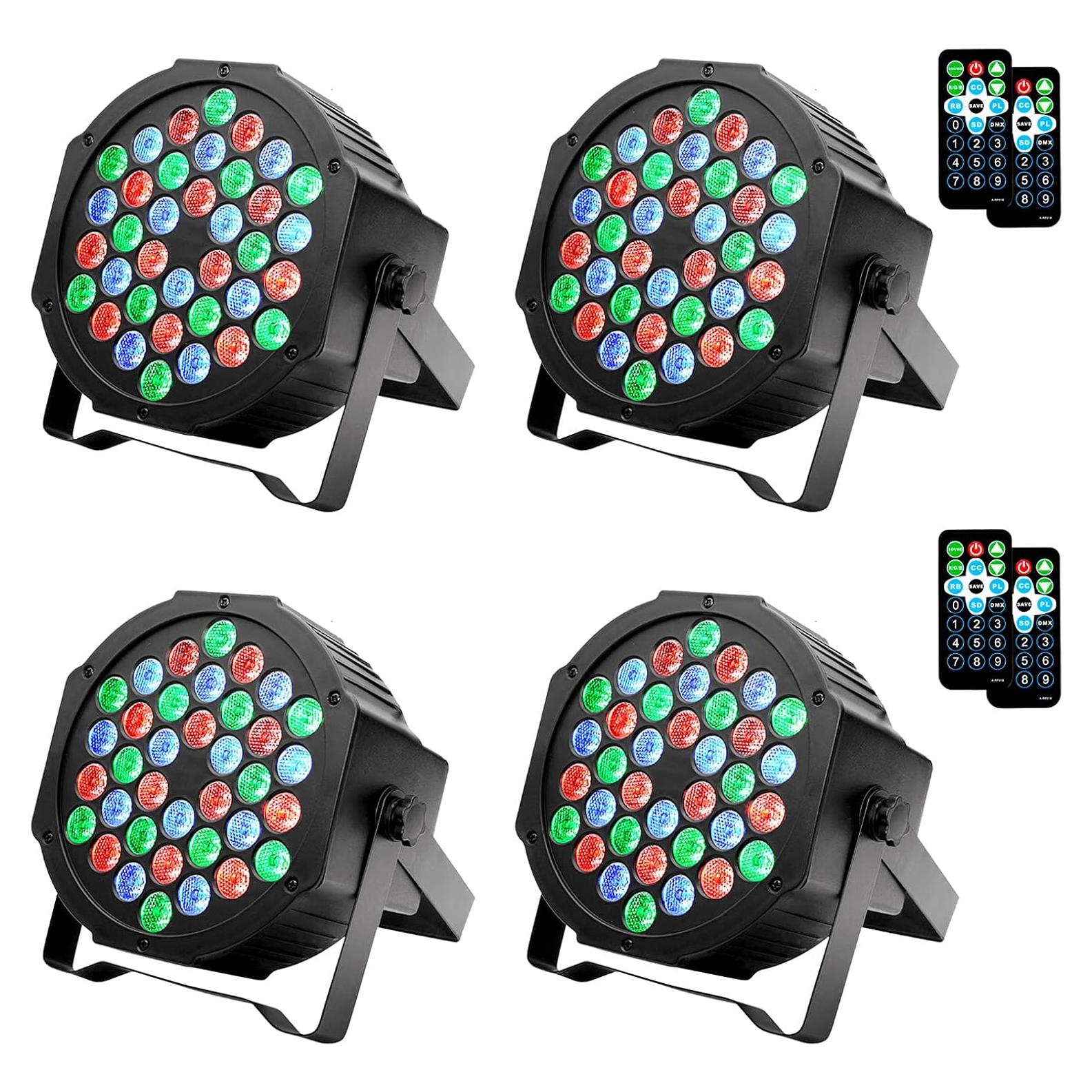 Luces Par LED LUNSY 4 Piezas 36 LED Control Remoto DMX
