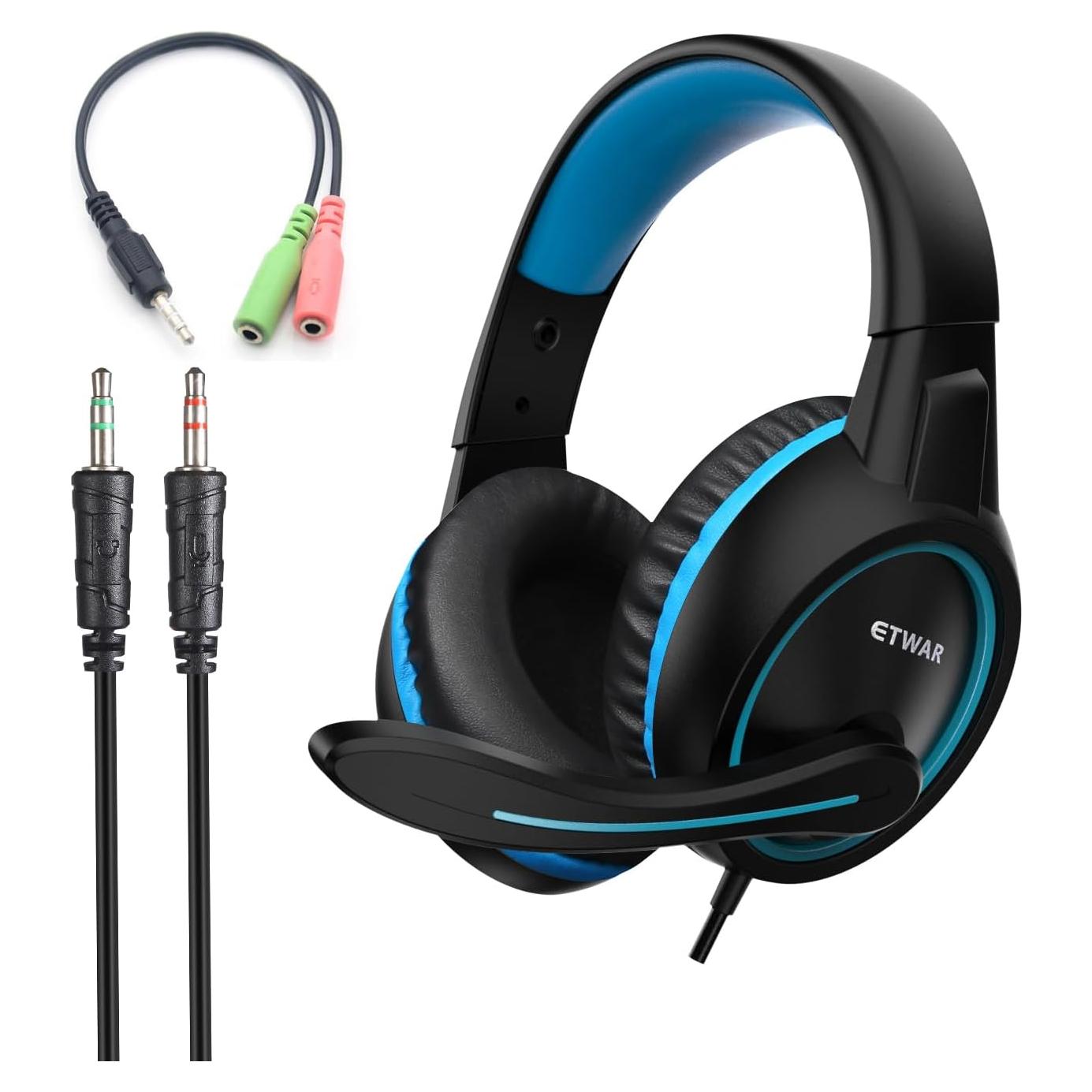 Auriculares Gaming ETWAR B3 Azul con Micrófono y Cancelación de Ruido