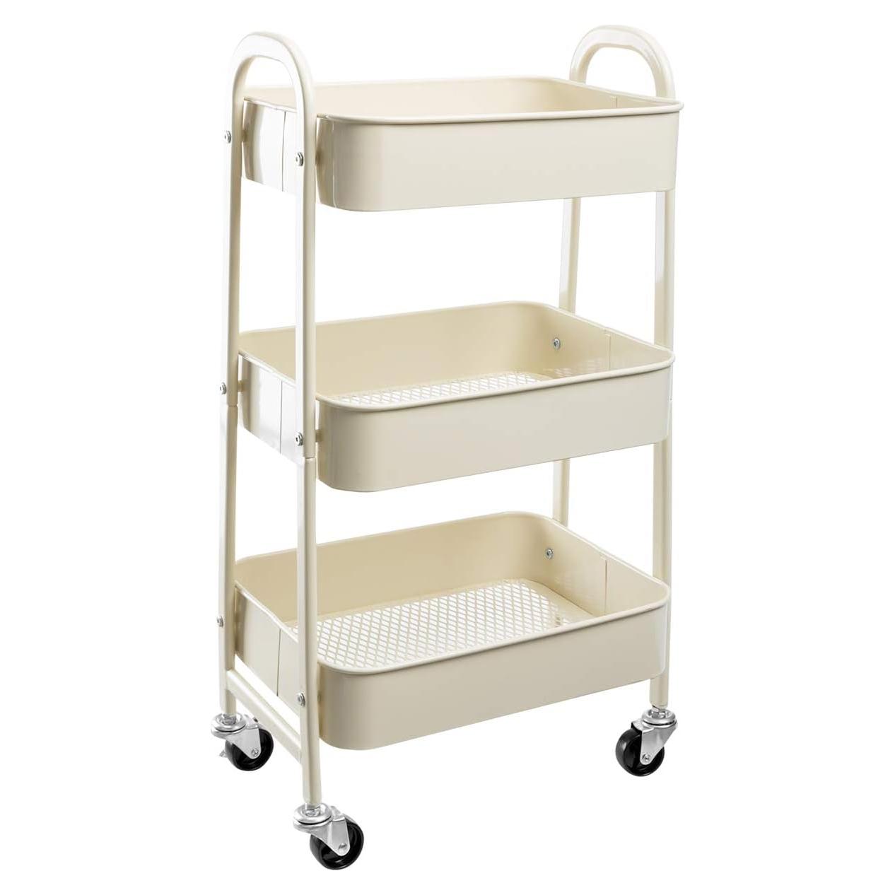 Carro de Maquillaje AGTEK Beige 3 Niveles Metal 69.85 cm