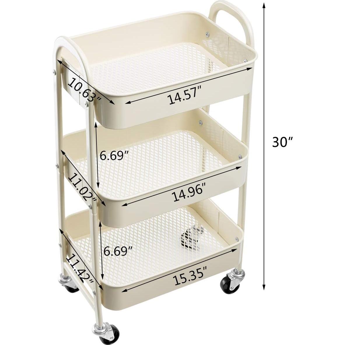 Carro de Maquillaje AGTEK Beige 3 Niveles Metal 69.85 cm