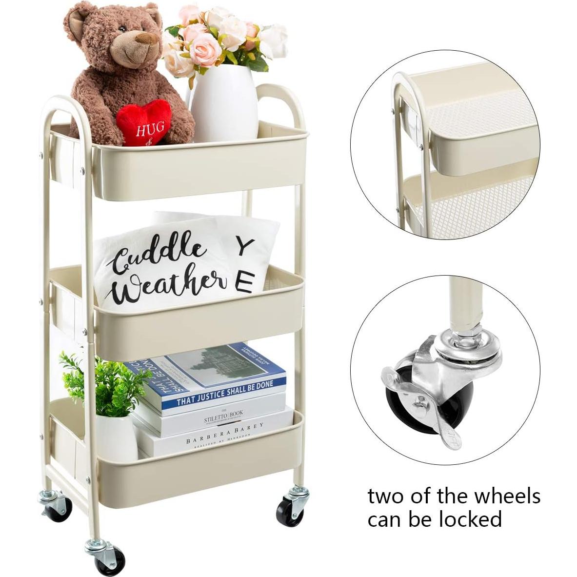 Carro de Maquillaje AGTEK Beige 3 Niveles Metal 69.85 cm