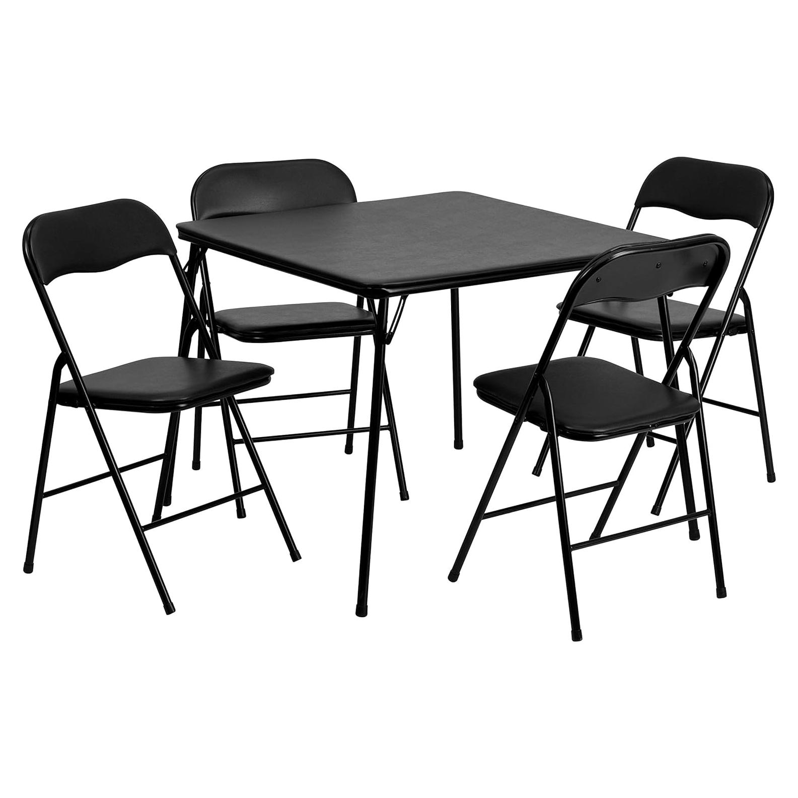 Juego de Mesa y Sillas Plegables Flash Furniture 5 Piezas Negro