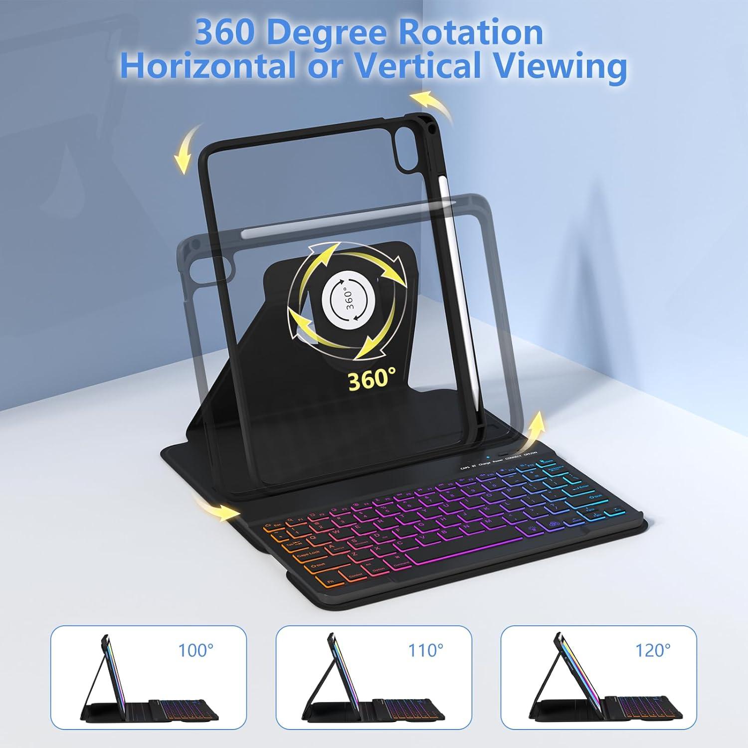 Funda con Teclado Retroiluminado para iPad 10ª/11ª Gen MMK - Negro