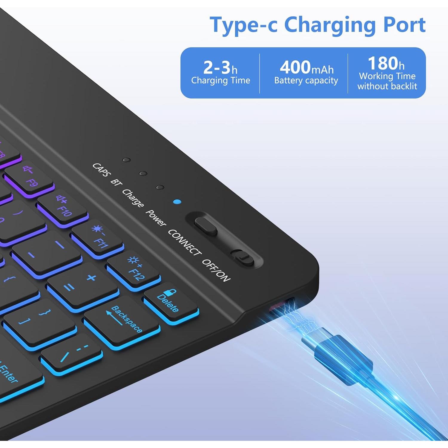 Funda con Teclado Retroiluminado para iPad 10ª/11ª Gen MMK - Negro