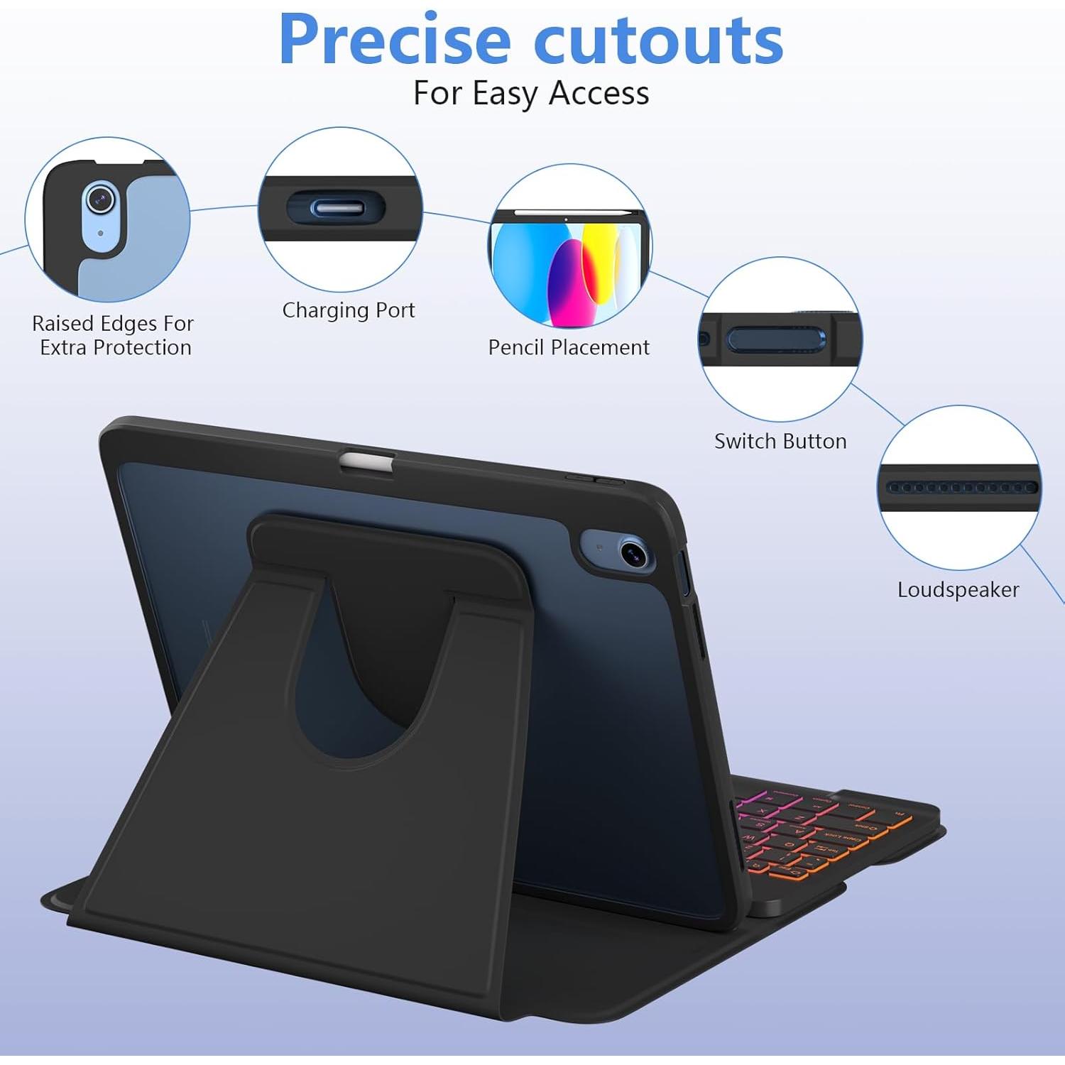 Funda con Teclado Retroiluminado para iPad 10ª/11ª Gen MMK - Negro