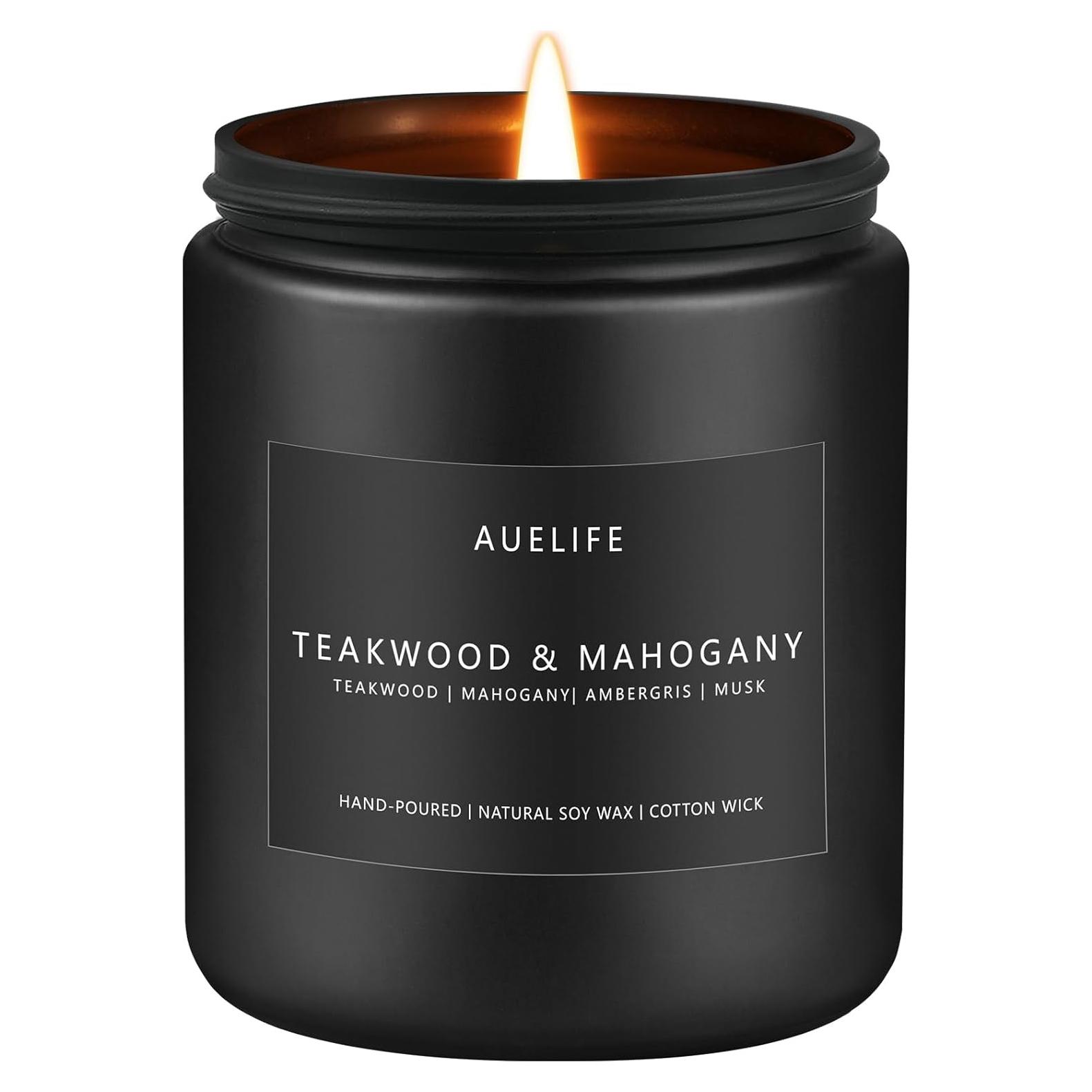 Vela Aromática Auelife Teakwood y Caoba 198g - Regalo Masculino