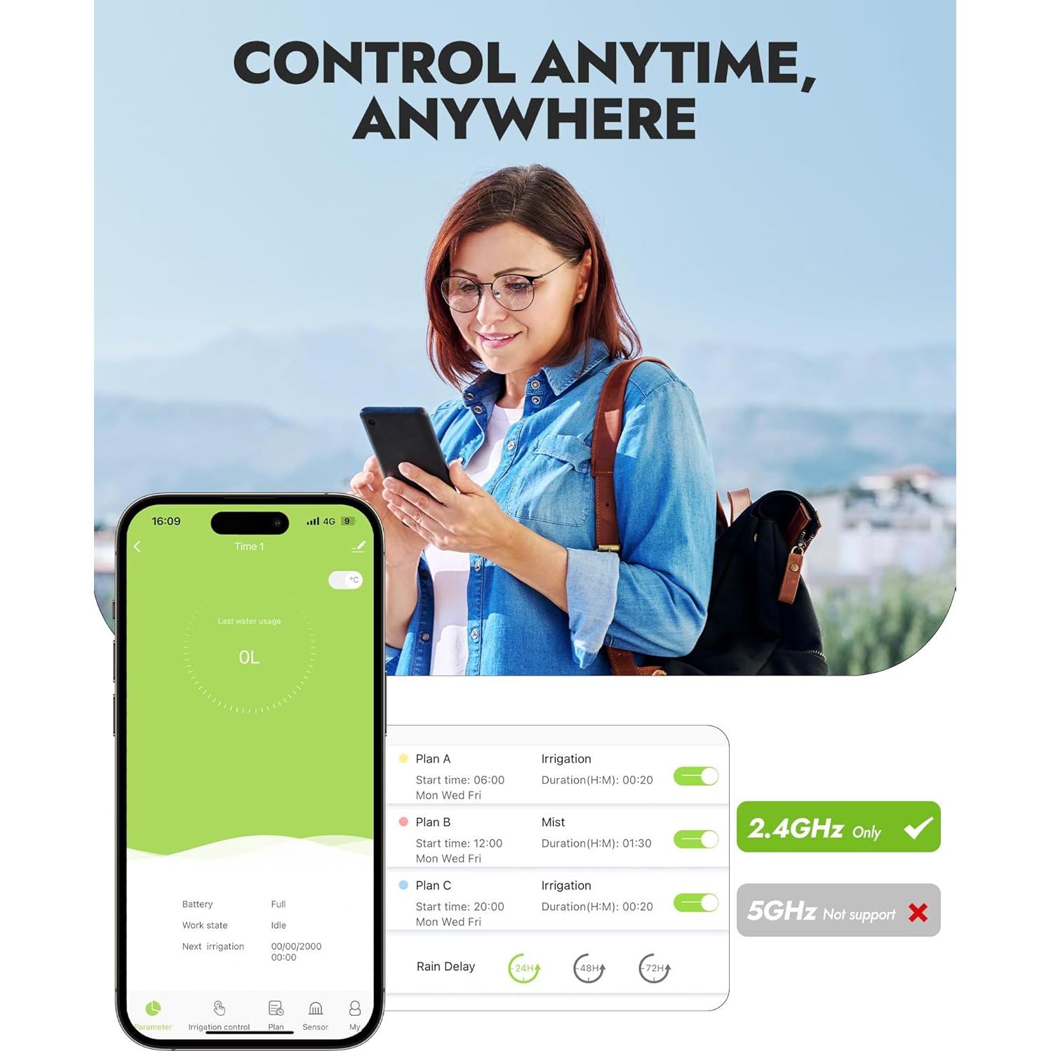Temporizador de Agua WiFi RAINPOINT con Control APP y Clima