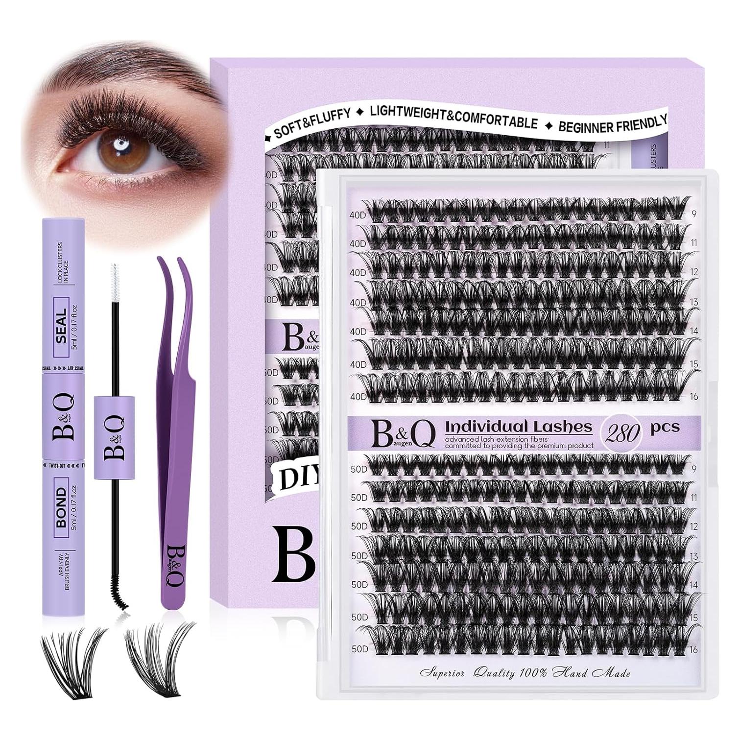 Kit de Extensión de Pestañas B&Qaugen 280pcs 9-16mm D Curl