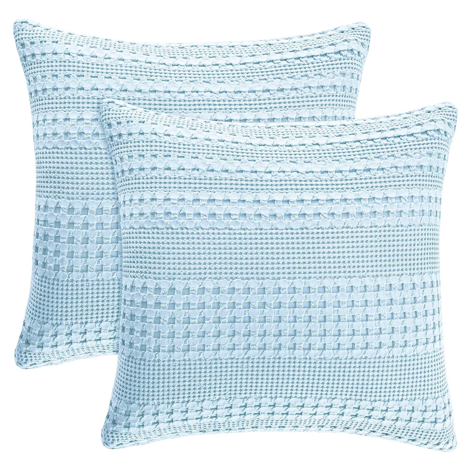 Fundas de Almohada Waffle PHF 100% Algodón 60.96x60.96 cm Azul Bebé