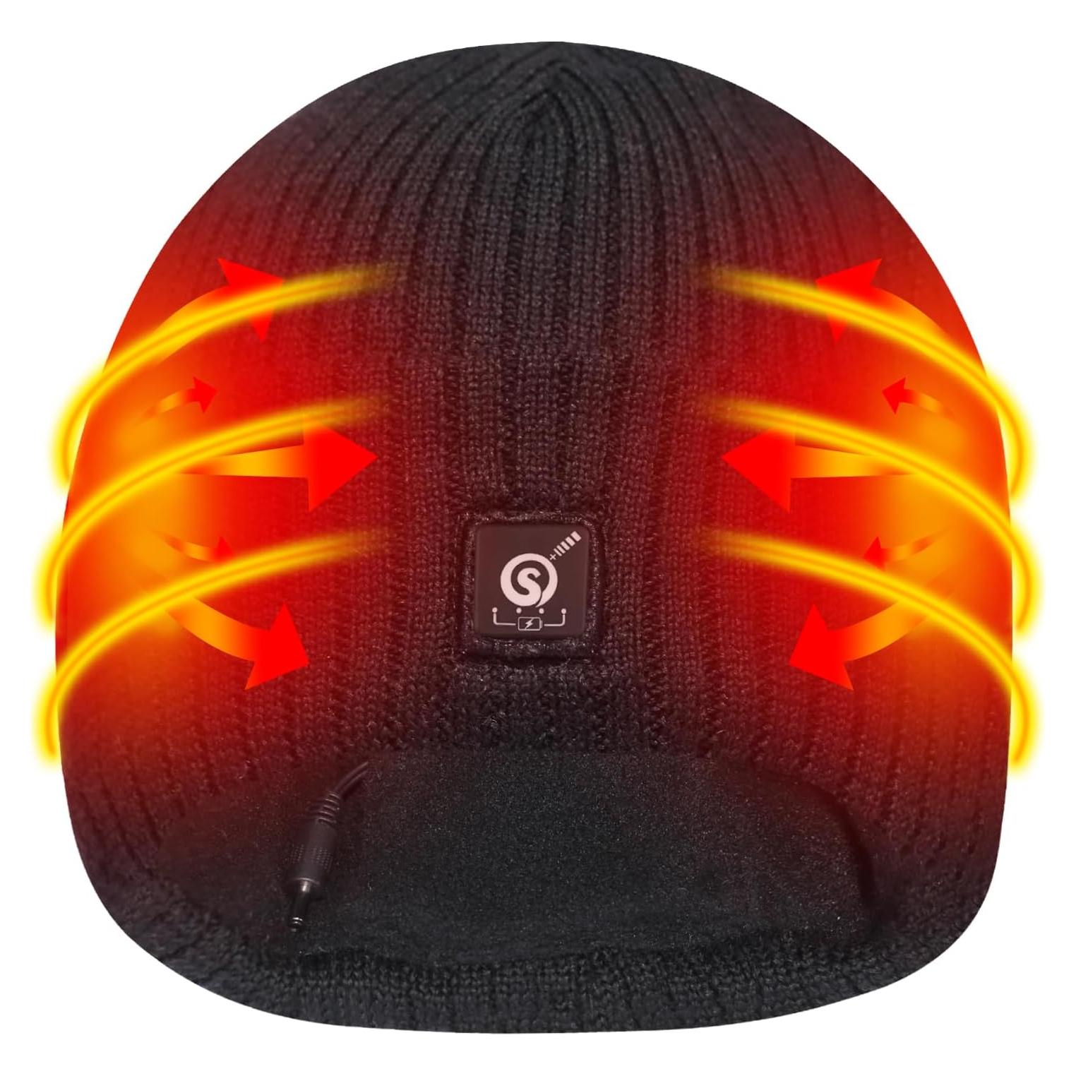 Gorro Térmico Eléctrico Calentado Unisex 7.4V Negro
