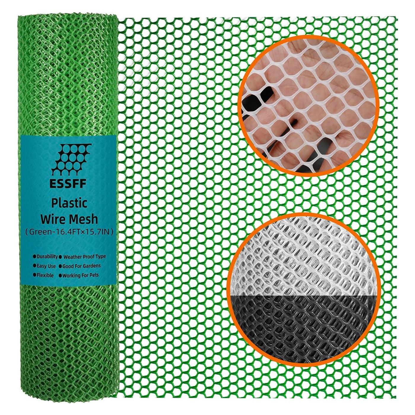Malla Plástica Verde ESSFF 39.88cm x 5m para Jardín y Mascotas