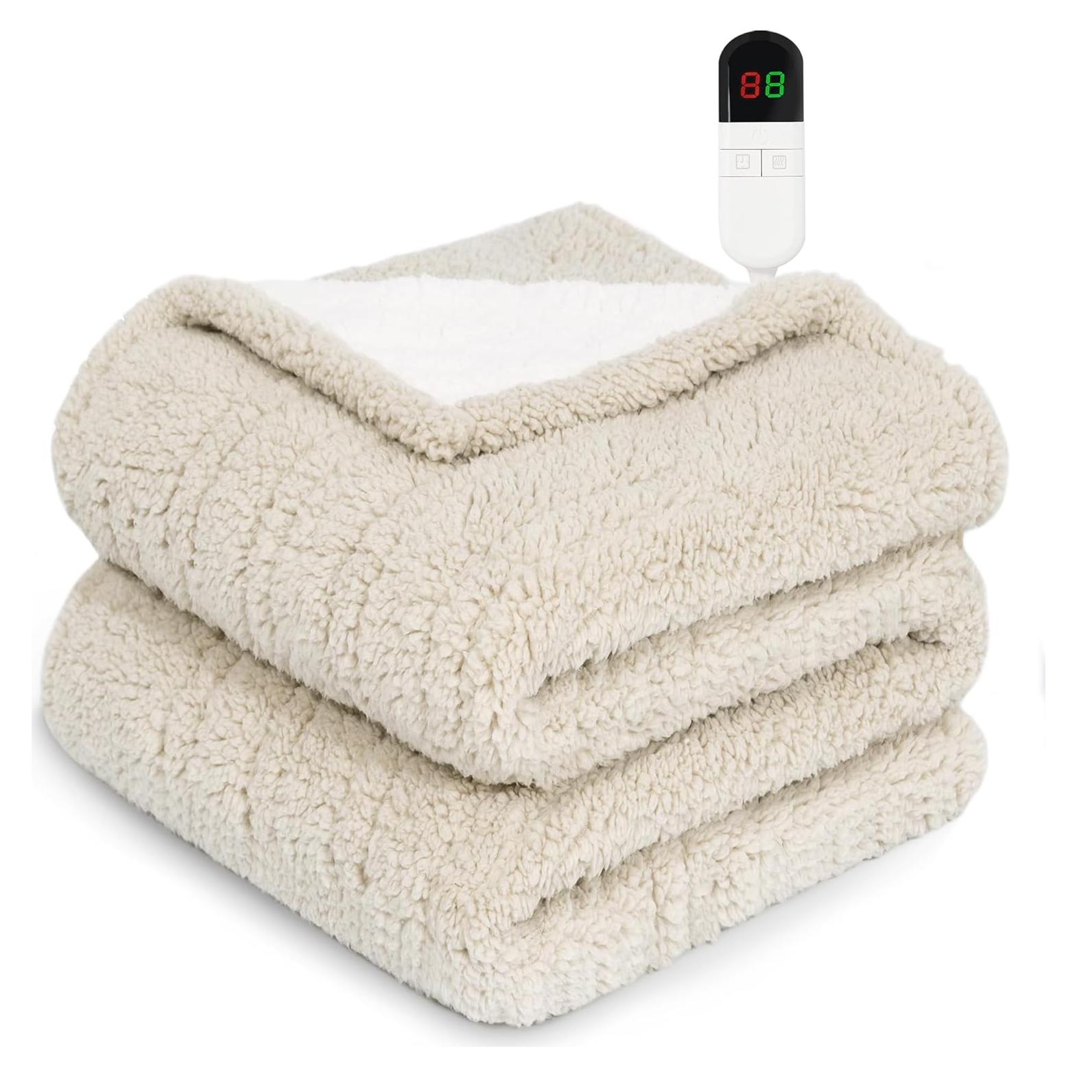 Manta Calentada Eléctrica MAXEVE Sherpa 127x152cm Beige