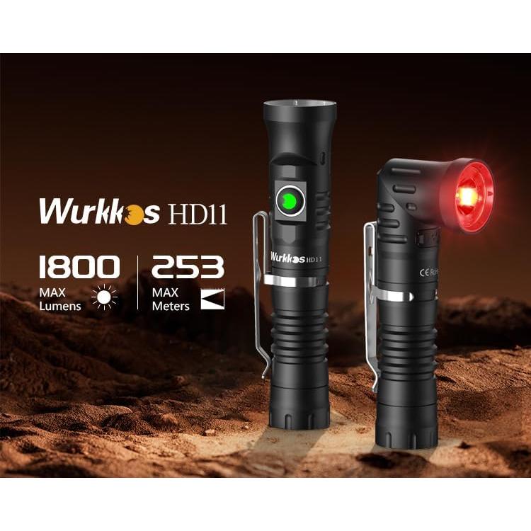 Linterna Wurkkos HD11 1800 Lúmenes IP68 Luz Roja 90 Grados