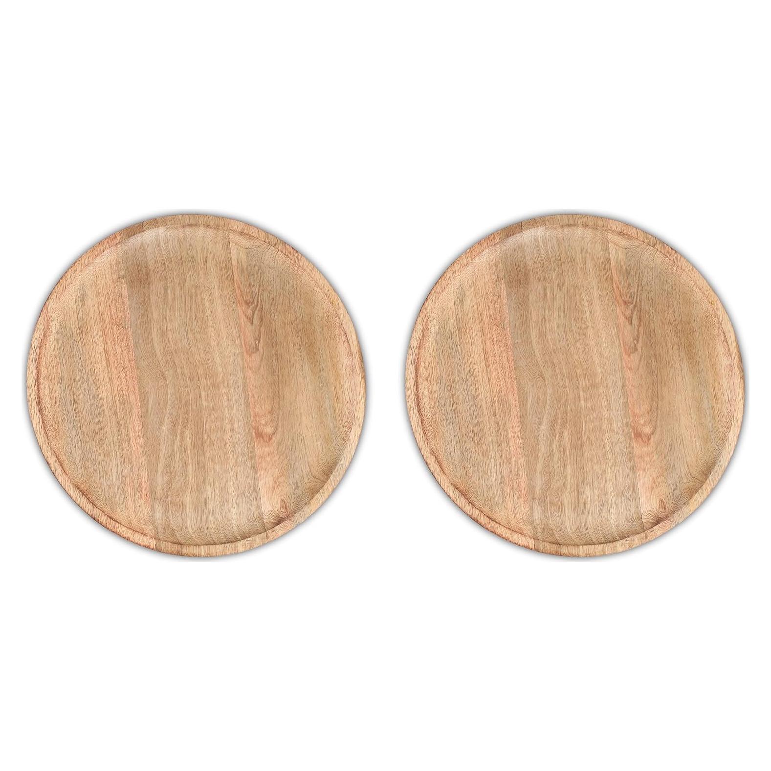 Platos Redondos de Madera Light & Pro - 33 cm, Paquete de 2